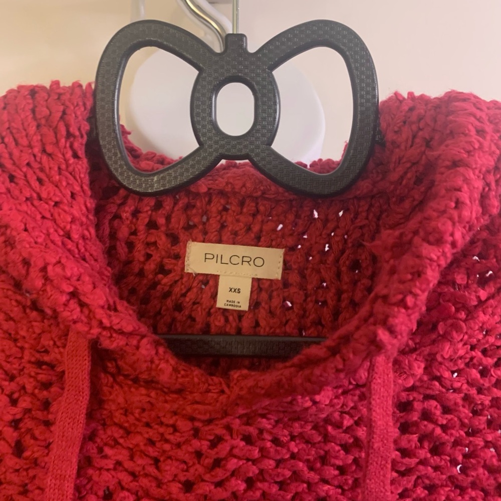 Pilcro Bright Red Chunky Knit Hoodie - Picture 4 of 6